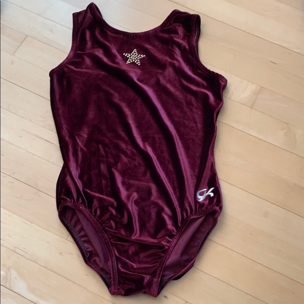 GK gymnastics maroon velvet leotard